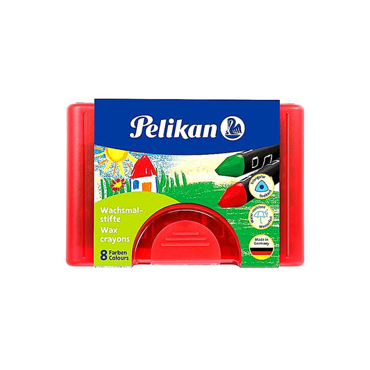 Pelikan Wachsmalstifte 665/8d dreieckig wasserfest 8 Farben Schule Basteln
