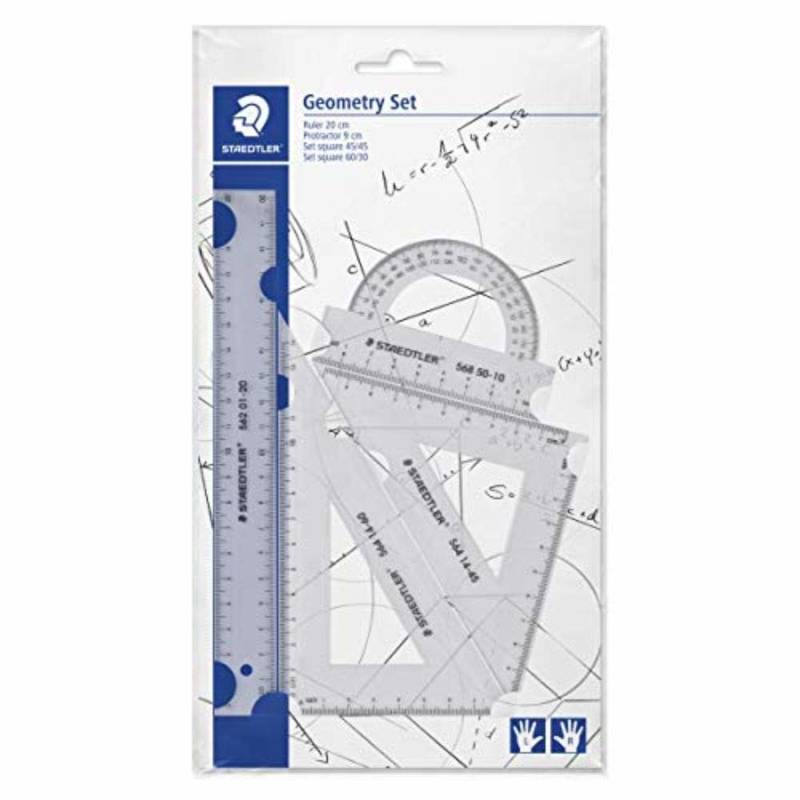 Staedtler Mars Geometrieset 4 teilig Lineal Geodreieck Zirkel Zeichnen