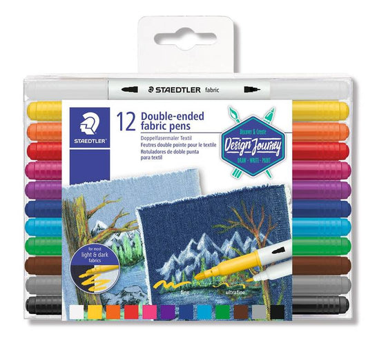 Staedtler Doppelfasermaler Textil 12er Klarfaltetui Stoffmarker Textilien