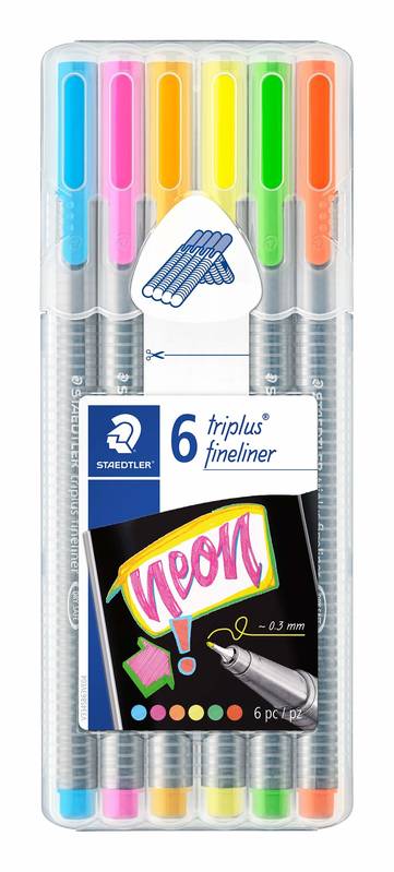 Staedtler Fineliner Triplus Neon 6er Set leuchtende Farben feine Spitze