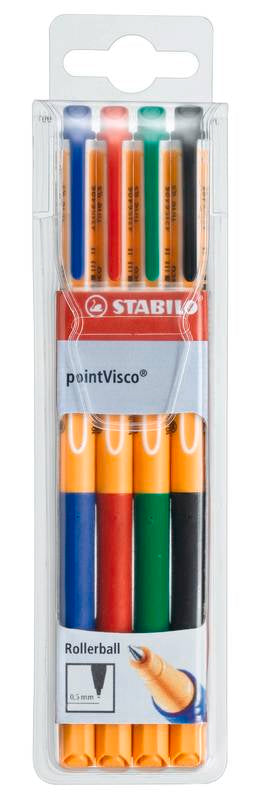 STABILO pointVisco Tintenroller 4er Set blau rot grün schwarz