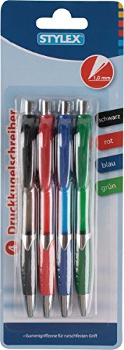 Stylex Druckkugelschreiber 4 Stück Set Schule Büro Schreiben